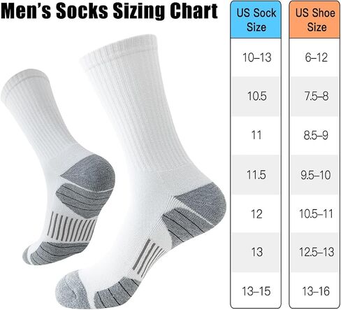 JOYNÉE 8 Pairs Mens Athletic Crew Socks Cushion Running Work Breathable Outdoor Socks for Men,Sock Size:10-13 in Saudi Arabia