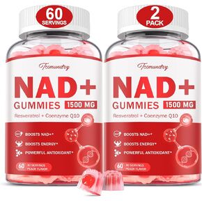 ملحق NAD Gummies for Women & Men - Liposomal Nad Nicotinamide Riboside 900mg مع ريسفيراترول ، كيرسيتين ، CoQ10 ، فيسيتين - ناد ريسفيراتول ، نباتي ، غير محلي ، 120 غولت.