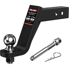 Trailer Hitch Mount with 2-Inch Ball, Fits 2-in Receiver, 6" Drop, 7,500 lbs, Includes 5/8" Screw-in Hitch Pin