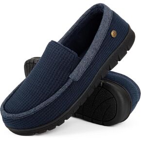 شباكات Longbay Men Memory Foam Loafer Slippers مريحة وافل متماسكة على أحذية Moc Hous