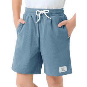 Haloumoning Boys Corduroy Shorts Kids Casual Elastic Waist Drawstring Summer Shorts with Pockets 5-14 Years in Kuwait