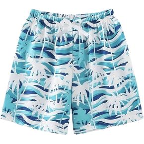 Boy's Tropical Graphic Beach Shorts Elastic Waist Bowknot Wide Leg Track Shorts