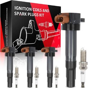 SCITOO Set of 4 ignition coils with 4 iridium Spark Plugs Replacement for Nissan Maxima 3.0L 2000-2001,for Infiniti I30 3.0L 2000-2001 Replace UF348 UF-332,UF-363