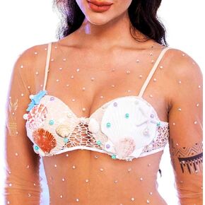 Zoestar Shell Mermaid Bra Top White Starfish Bikini for Women
