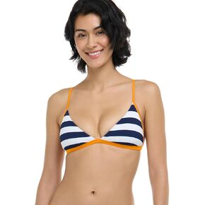Body Glove Women's Standard Evelyn Fixed Triangle Bikini Top Swimsuit with Adjustable 2-Way Back Detail, Maritime Stripe