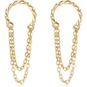 Reffeer Solid 925 Sterling Silver Cuff Earrings Chain Cartilage Wraps for Women Teens Minimalist Cuff Earrings No Piercing
