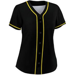 Men Baseball Jersey Solid Shirts Plain Casual Button Down Short Sleeves T-Shirt Sports Uniform S-2XL