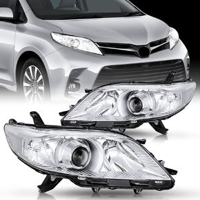 مجموعة المصابيح الأمامية Nilight متوافقة مع 2011 2012 2013 2014 2015 2016 2017 2018 2019 2020 Toyota Sienna Chrome الإسكان العنبر العاكس الشفاف استبدال مجموعة المصابيح الأمامية، ضمان لمدة عامين in Saudi Arabia
