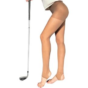 Coffee 30D Golf Stocking Stirrup Sheer Pantyhose Tights for Women UV Protection Outdoor Sports Spring Summer Autumn (US, Alpha, One Size, Regular, Regular, Coffee)