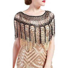 BABEYOND 1920s Shawl Wraps Gatsby Beaded Evening Cape Bridal Shawl Bolero Flapper Cover Up