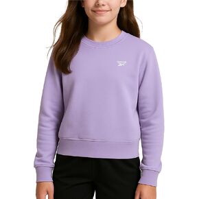 Reebok Girls Sweatshirt - Soft Spun Fleece Casual Pullover Fleece Crewneck Sweatshirt for Girls, Relaxed Fit (Sizes: 7-12)