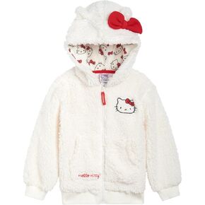 Hello Kitty Girls Cozy Sherpa Zip Up Cosplay Hoodie Toddler to Big Kid Sizes (2T - 14-16)
