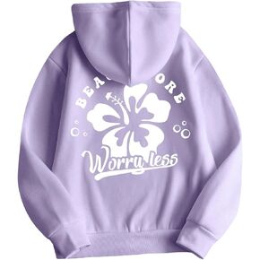 Hoodies Girl's Girl Floral Graphic Hoodies قميص كبير الحجم مع جيب