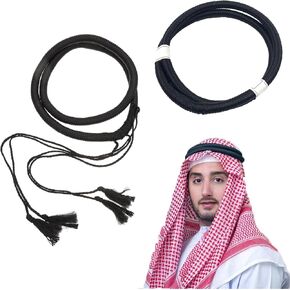 haozaikeji Arab Aqel Rope Dubai Men's Headwrap Band Arab Shemagh Muslim Keffiyeh Head Wrap Middle East Head Scarf Wrap