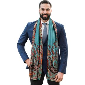 GERINLY Silk Feel Long Scarf for Men, Lightweight Business Dress Shawl Wraps Gentlemen, European Style Suit Scarves