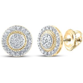 10K White Or Yellow Gold Round Diamond Cluster Earrings