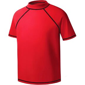 Boys Rash Guard Short Sleeve Swim Shirt UPF 50+ Sun Protection Kids SPF Surfing Water Beach Swimwear Top Quick Dry