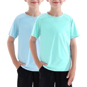 حارس صبيان قميص قصير الأكمام ، 2 عبوة upf 50+ أشعة الشمس UV حماية Rashguard Kids Beach Fisherts قمصان الصيد
