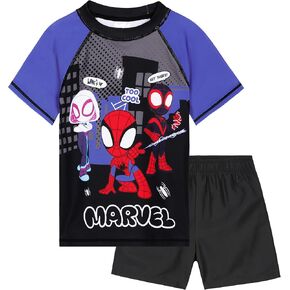 Marvel Spidey Boys Swim Set 2 Piece Set Toddler Boy Swimsuit Bathing Holiday Travel Essentials (3-4 Years, Black)