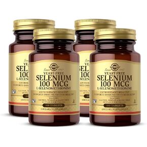 Solgar Yeast-Free Selenium 100 mcg - 100 Tablets, Pack of 4 - Supports Antioxidant & Immune System Health - Non-GMO, Gluten Free, Dairy Free, Kosher - 400 Total Servings