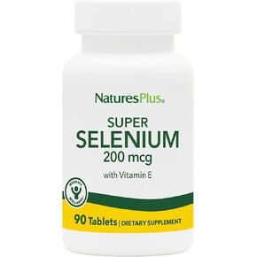 Naturesplus Super Selenium Complex - 200 MCG ، 90 قرصًا نباتيًا - مكملات معدنية أساسية مع فيتامين E - يعزز الغدة الدرقية الصحي - مضادات الأكسدة - خالية من الغلوتين - 90 حصص