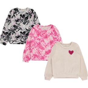 BTween Girls' Cozy Velour Sweatshirt Set, 3-Pack of Soft Sweatshirts for Kids, Stylish Casual Outfits, Sizes 4-94