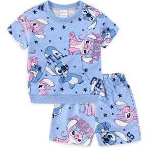 Disney Lilo & Stitch Girls French Terry Shirt and Shorts Set for Big Kids