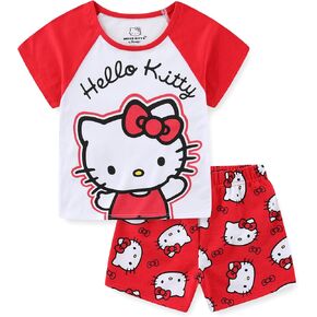 Hello Kitty Sanrio Girls There Shirt Shirt و Shorts French Terry Stirs للأطفال الصغار والأطفال الكبار