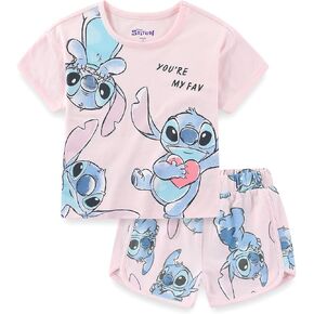 Disney Lilo & Stitch Girls Short Sleeve T-Shirt and Shorts Set for Little and Big Kids