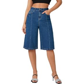 roswear Women's High Waisted Baggy Jean Shorts Stretchy Wide Leg Summer Casual Denim Jean Shorts in Saudi Arabia