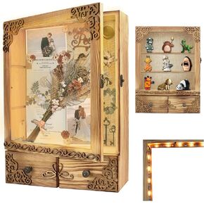 11x16 إطار مربع الظل مع الضوء ، علبة عرض تذكارية مع أرفف ، درج وفتحة للتذوق ، صندوق الظل العميق الكبير للزهور والنصب التذكاري للحيوانات الأليفة ، الأسود