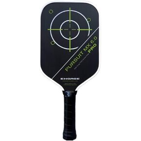 مجداف Engage Pursuit Pro MX 6.0 Pickleball - شكل ممدود، وجه من ألياف الكربون الخام T700 توراي، 16 مم Control Pro "أسود"، تقنية Vortex Barrier Edge تحد من الاهتزاز