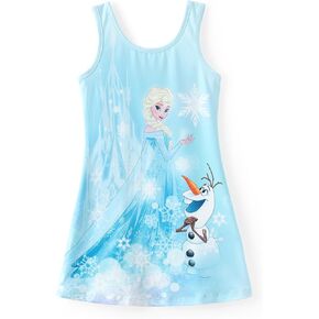Disney Frozen Elsa Princess Minnie Stitch Toddler Girl Tank Dress Summer Beach Holiday Sleeveless A-Line Sundress 2-13 Years