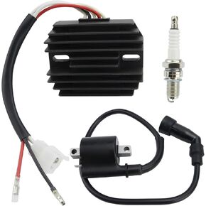 Voltage Regulator & Ignition Coil w/Spark Plug for Yamaha Warrior 350 1996-2001/Big Bear 350 2WD 1996-1998/Big Bear 350 4WD 1997, Big Bear Warrior 350 Regulator Rectifier Ignition Coil