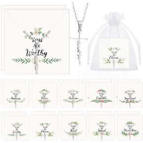 Tondiamo 20 Sets Christian Gifts for Women Christian Faith Cross Necklace for Women Religious Jewelry Gifts with Inspirational Quote Cards and Organza Bags for Church Woman Party Favors