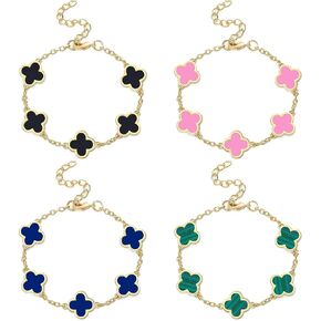 18K Gold Plated Adjustable Lucky Bracelet Set - Black/Blue/Pink/Green Charm Jewelry for Women, Mother’s Day