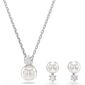 Swarovski Matrix Set, Crystal Pearl, Round Cut, Clear, Rhodium Finished