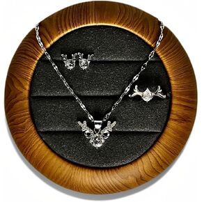 3-Piece Moissanite Jewelry Set in Sterling Silver (Necklace, Ring, Earrings) for Women - Sparkling Bridal, Party, Wedding & Everyday Elegance with Promotional Price & Hypoallergenic Design