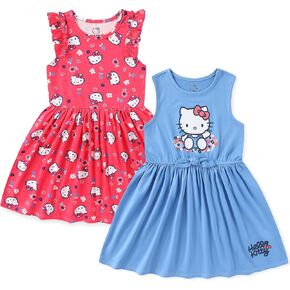 Hello Kitty Sanrio Girls 2 Pack Dress for Toddlers and Big Kids