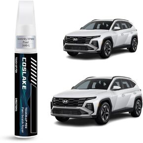 Car Touch Up Paint(Serenity White Pearl(W6H)) for Hyundai, Car Paint Scratch Repair Kit, Quick & Easy Solution to Repair, 2 in 1 Scratch Remover Pen with Color-Matched