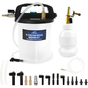 3L Vacuum Brake Bleeder Kit, Pneumatic Fluid Extractor with 15 Adapters and 1L Refilling Bottle