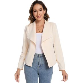 60s 70s Women's Faux Suede Jackets 2025 Spring Fall Clothes Long Sleeve Open Front Cropped Coat Outwear