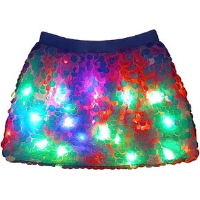 LED Light up Skirt with Sequin Flash Sparkly Short Skirt Led Rave Costume Festival Outfits Great for Parties Halloween