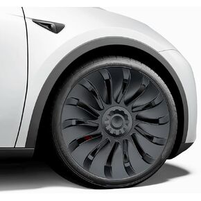 Wheel Covers 19 Inch for Tesla Model Y Accessories 2024 2023 2022 2021 Matte Black ABS Hubcaps 4 Pcs Compatible with Tesla Molde Y Rim Protector Replacement Wheel Cover (Cyclone Turbine)