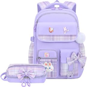 Girls Backpack,Kids School Backpack With Lunch Box Pencil Case Set,Cute Childrens Schoolbag For Girls