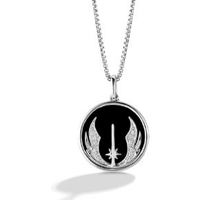 Jewelili Star Wars™ Fine Jewelry The Jedi™ Order Women's Pendant 1/10 Ct.Tw. Diamond Accent and Black Onyx Silver
