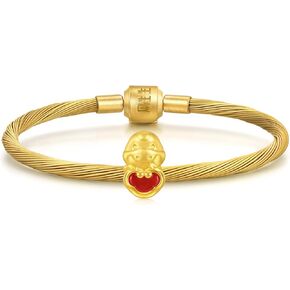 CHOW SANG SANG 999 24K Solid Gold Zodiac Snake Lucky Red Ruyi Charm Bracelet for Women 17cm 95499C
