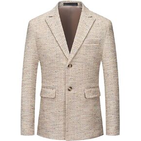 UNINUKOO Mens Suit Jacket Plaid Corduroy Casual Slim Fit Blazer Vintage Stylish Single Breasted Sport Coats Daily Wear