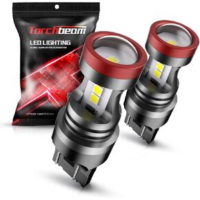 Torchbeam 7440 7443 LED Bulb Xenon White 6000K T20 Wedge 7441 7444 992 LED LED عكسي النسخة الاحتياطية مع جهاز العرض （حزمة 2）