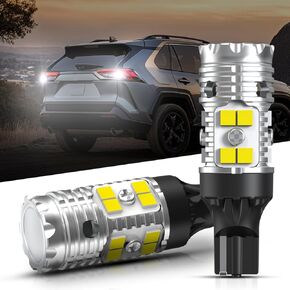 LASFIT 921 LED مصابيح الإضاءة الاحتياطية العكسية تتناسب مع 2006-2025 Toyota RAV4 ، 6000K White White Super Bright OEM 912 W16W ، 2 PCS